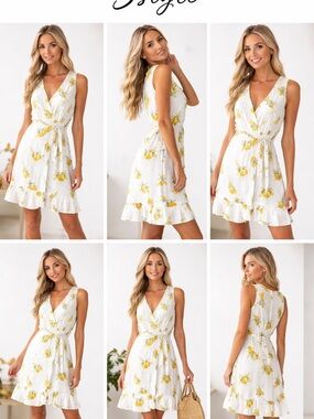 Rails Madison Wrap Dress in a lemon print design (XS)